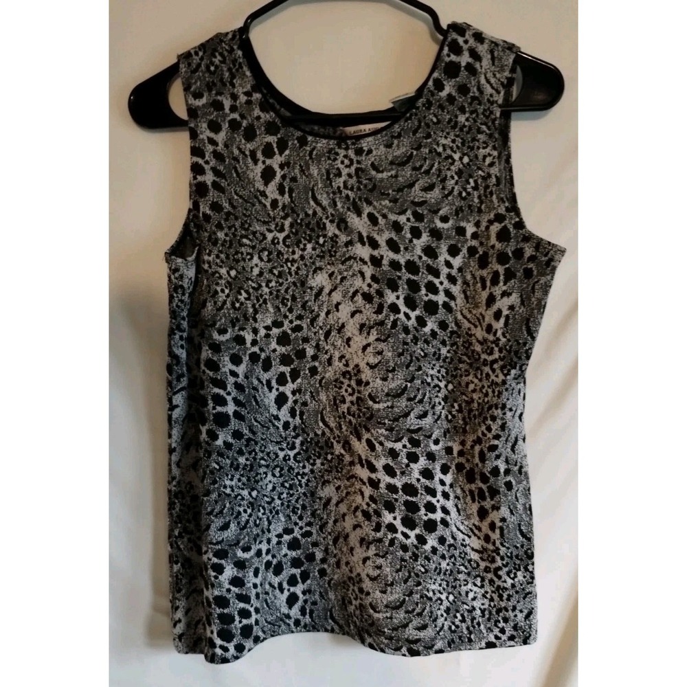 Laura Ashley Black/Gray Cheetah Print Tank Size Small